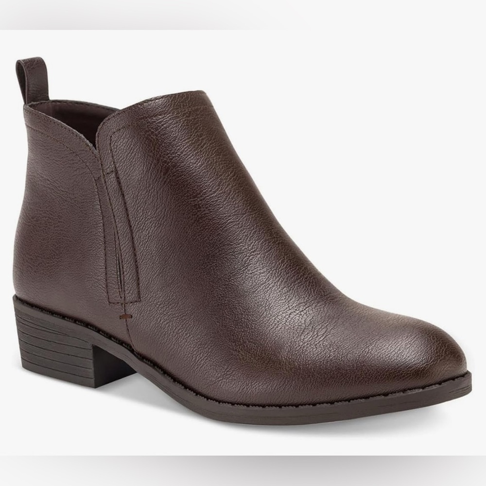 Sun & Stone Cadee Womens Faux Leather Zipper Ankle Boots Brown size 8 NEW IN BOX